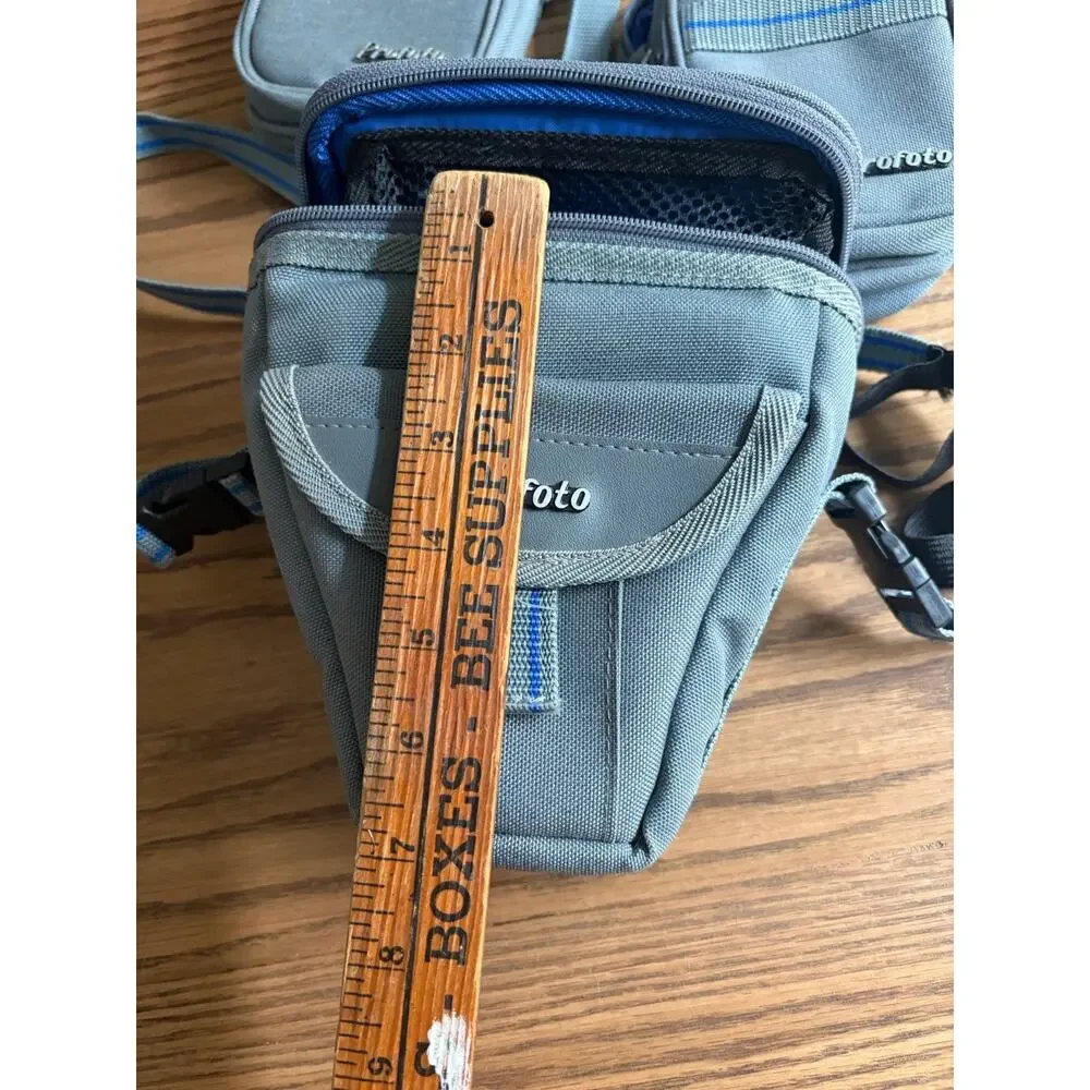 Vintage Profoto Gray Blue Camera Bags Shoulder Strap Zipper Pockets Set Of 3